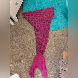 Pink and Blue Mermaid Tail Blanket